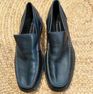 Rockport Men’s Black Leather Slip-On Driving Loafers
